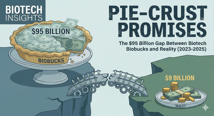 Pie-Crust Promises: The $95 Billion Gap Between Biotech Biobucks and Reality (2023-2025)